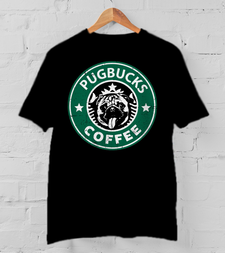 Pugbucks Coffee Logo Parody With Cute Pug T-Shirt