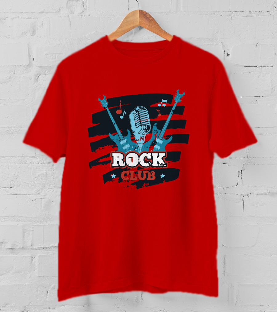 Rock Club Microphone And Guitars For Rock And Roll Hip Hop Rock Music T-Shirt
