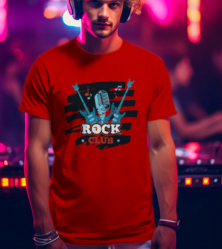 Rock Club Microphone And Guitars For Rock And Roll Hip Hop Rock Music T-Shirt