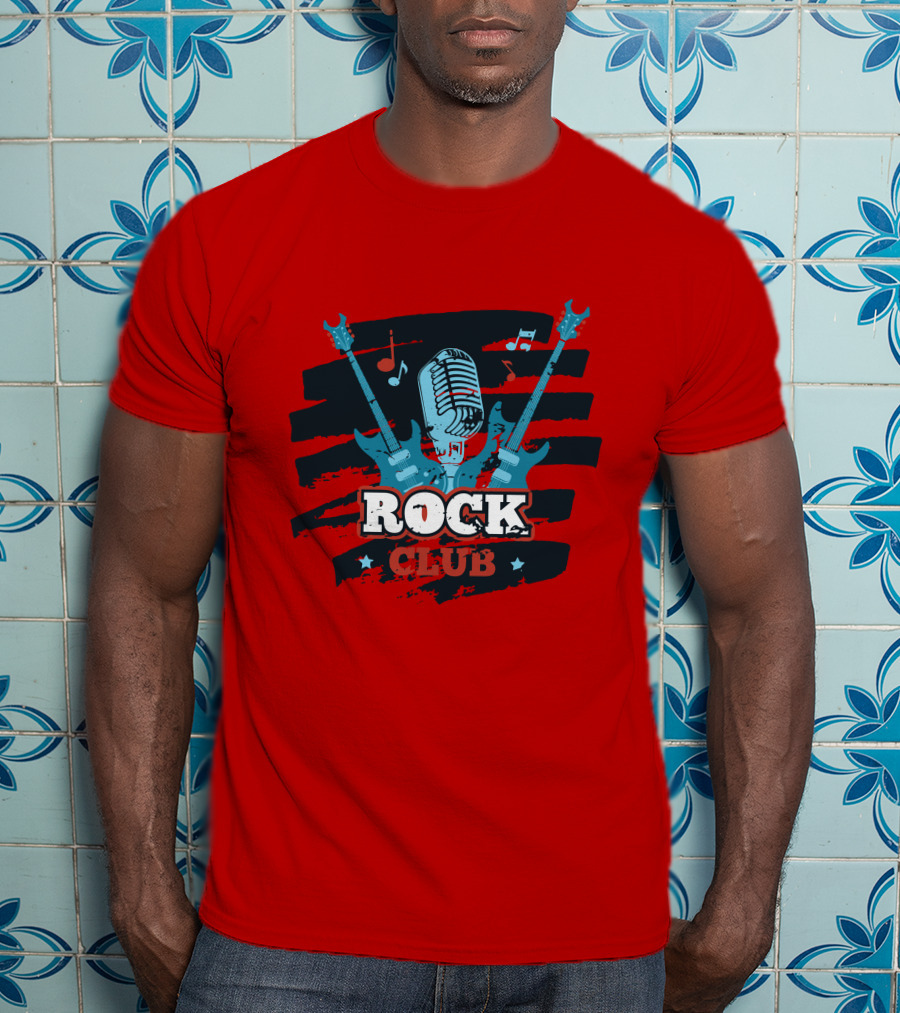 Rock Club Microphone And Guitars For Rock And Roll Hip Hop Rock Music T-Shirt
