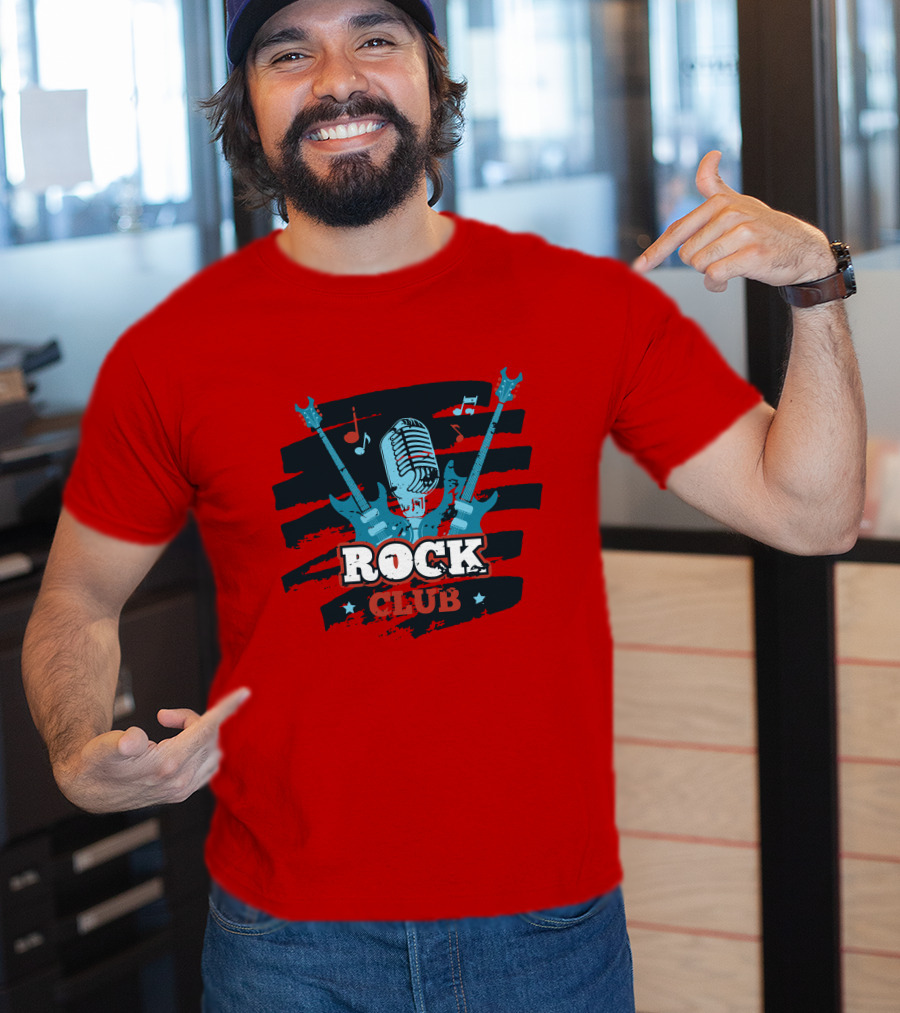 Rock Club Microphone And Guitars For Rock And Roll Hip Hop Rock Music T-Shirt