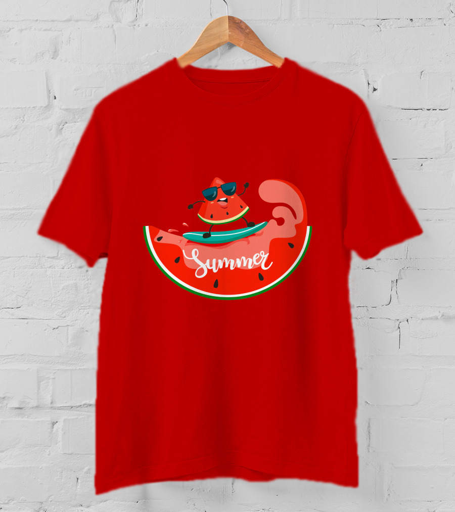 Summer Vacation Watermelon Surfing Trip Fun T-Shirt