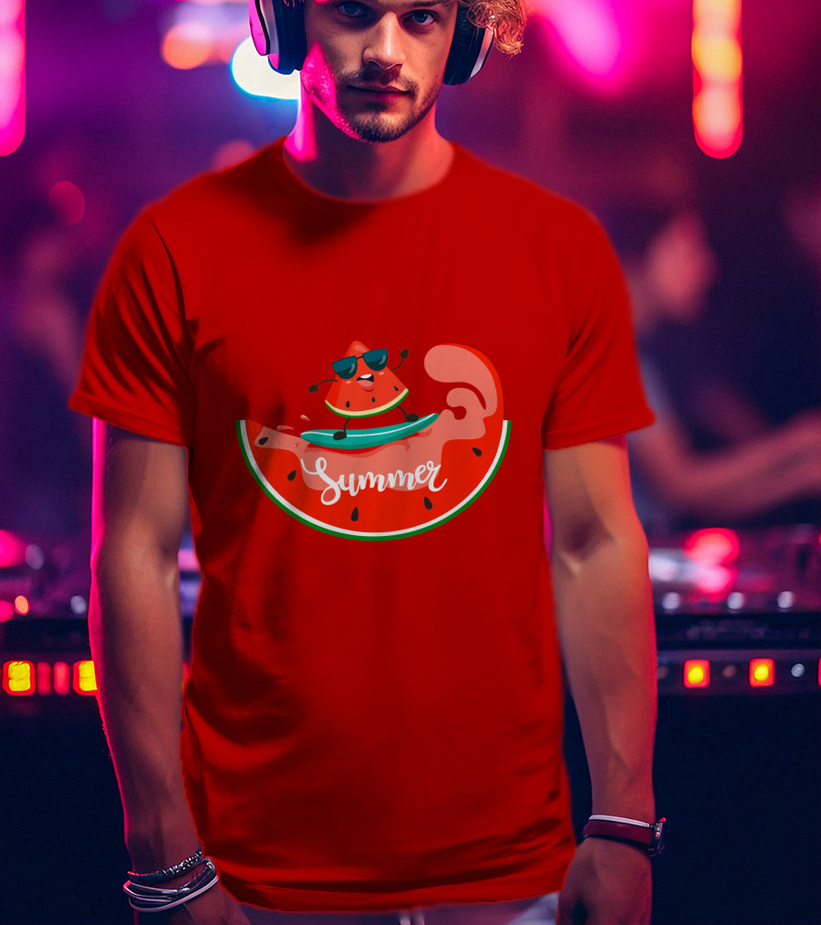 Summer Vacation Watermelon Surfing Trip Fun T-Shirt