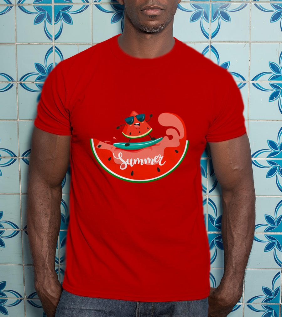 Summer Vacation Watermelon Surfing Trip Fun T-Shirt