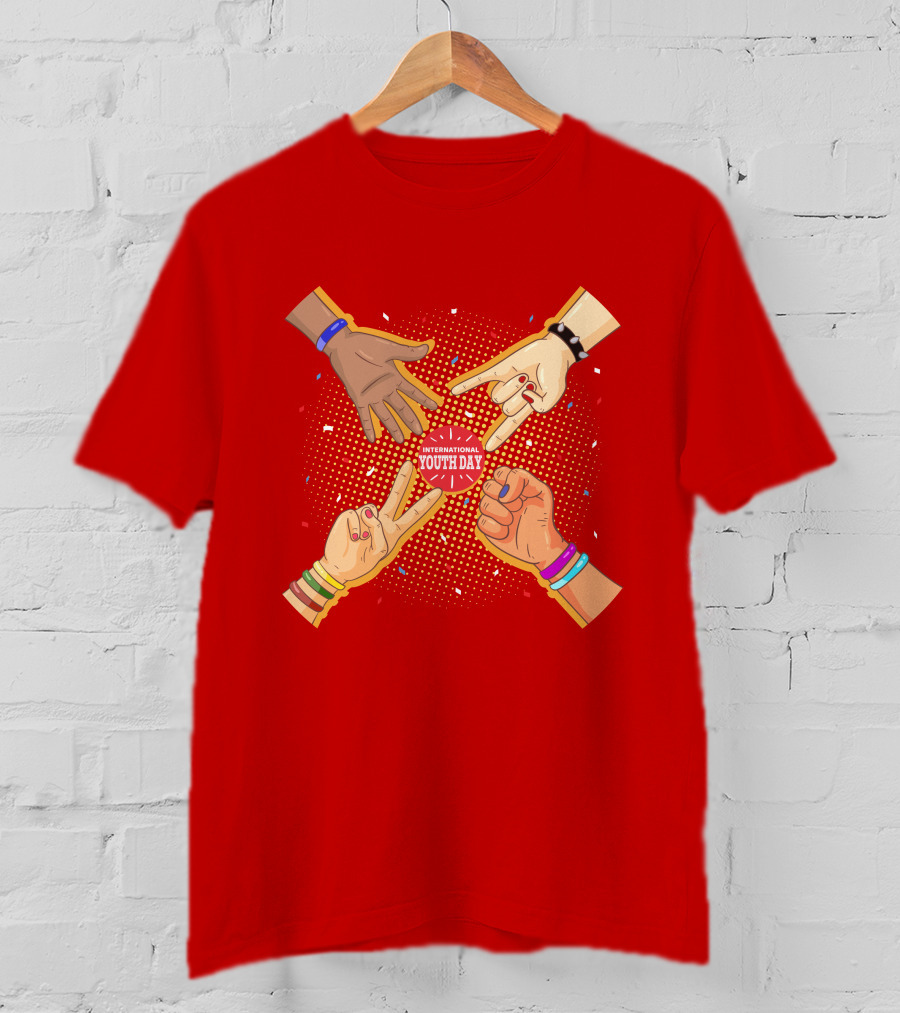 International Youth Day Celebration With Vibrant Hand Gestures T-Shirt