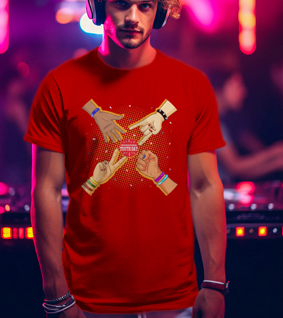 International Youth Day Celebration With Vibrant Hand Gestures T-Shirt