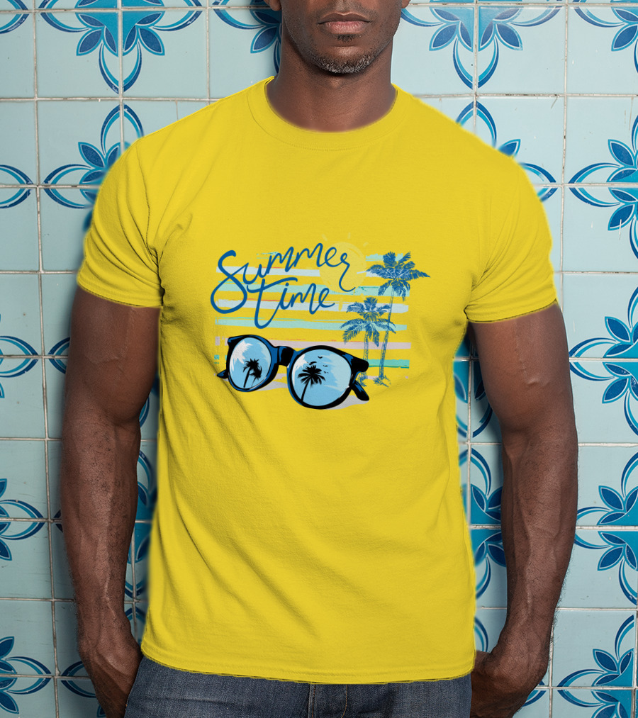 Summer Time Sunglasses Palm Trees Beach T-Shirt