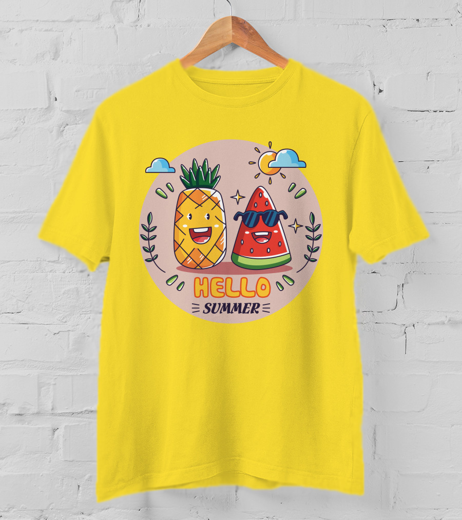 Hello Summer Pineapple And Watermelon Friends T-Shirt