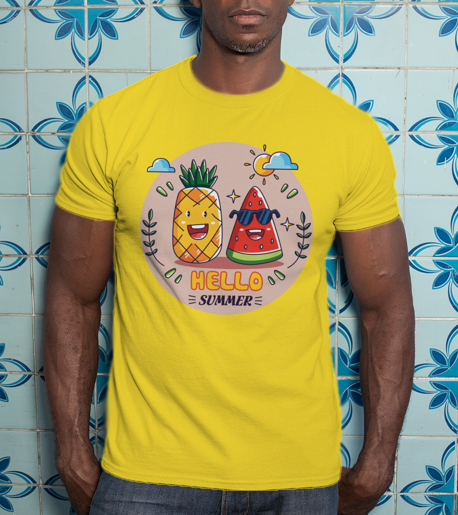 Hello Summer Pineapple And Watermelon Friends T-Shirt