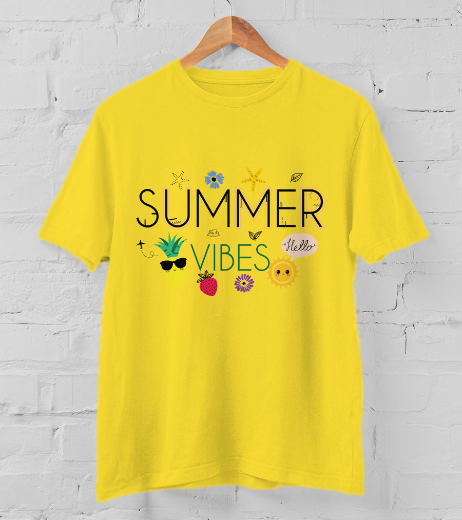 Summer Vibes Pineapple Strawberry Sun Hello Starfish Flower Leaf T-Shirt