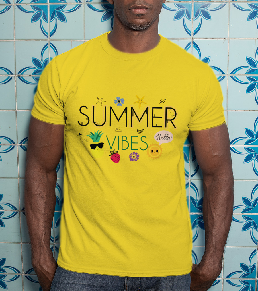 Summer Vibes Pineapple Strawberry Sun Hello Starfish Flower Leaf T-Shirt