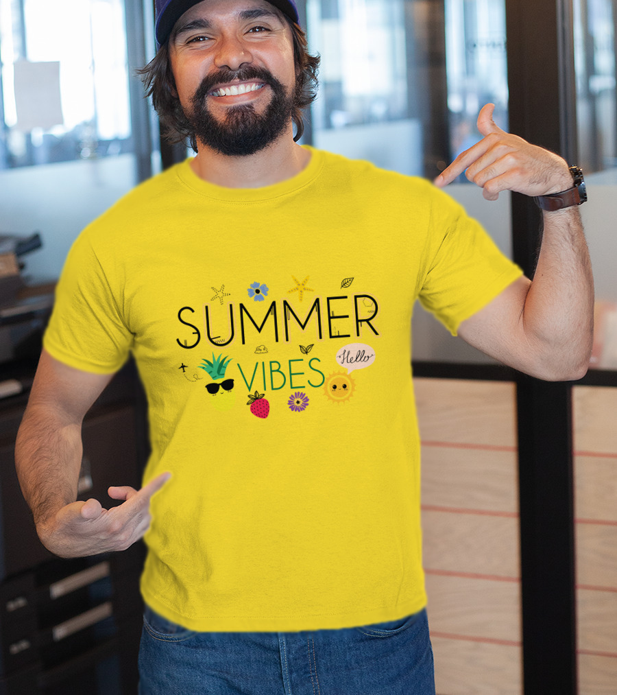 Summer Vibes Pineapple Strawberry Sun Hello Starfish Flower Leaf T-Shirt