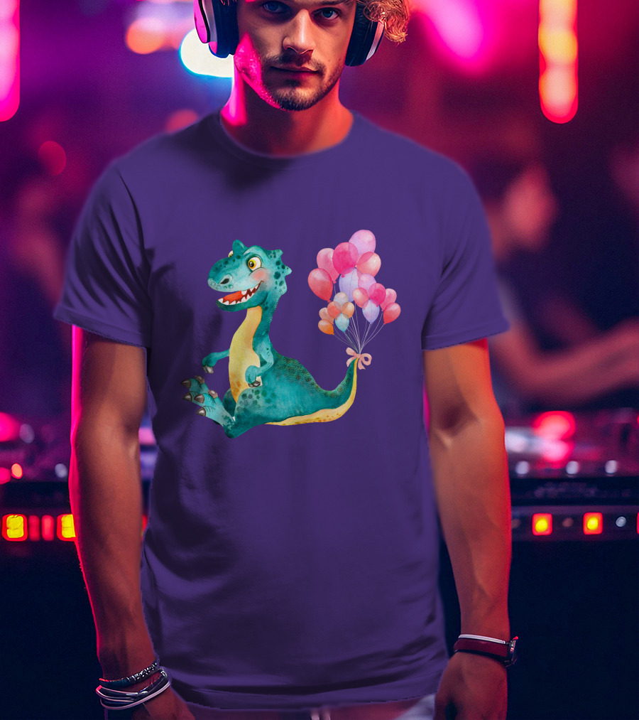 Dinosaur With Colorful Balloons T-Shirt