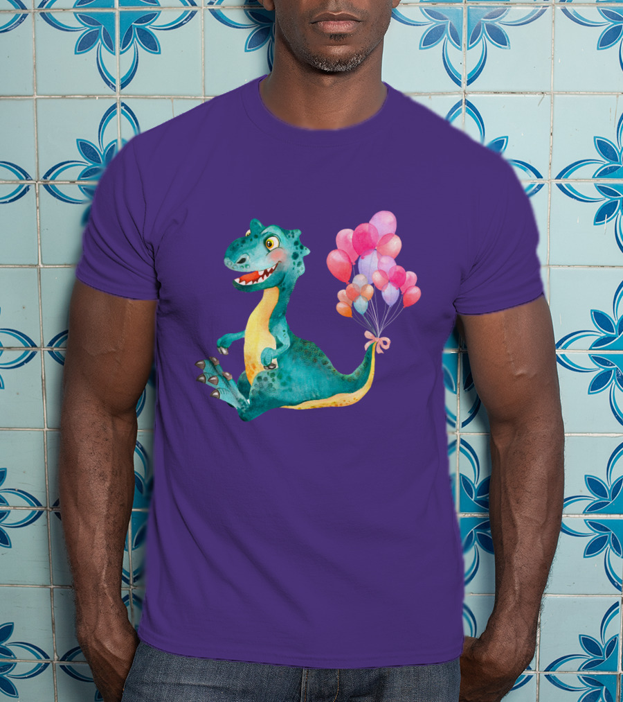 Dinosaur With Colorful Balloons T-Shirt