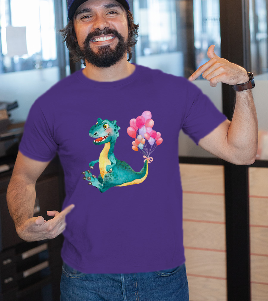Dinosaur With Colorful Balloons T-Shirt
