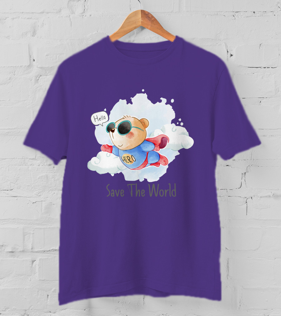 Hello Hero Bear Save The World T-Shirt