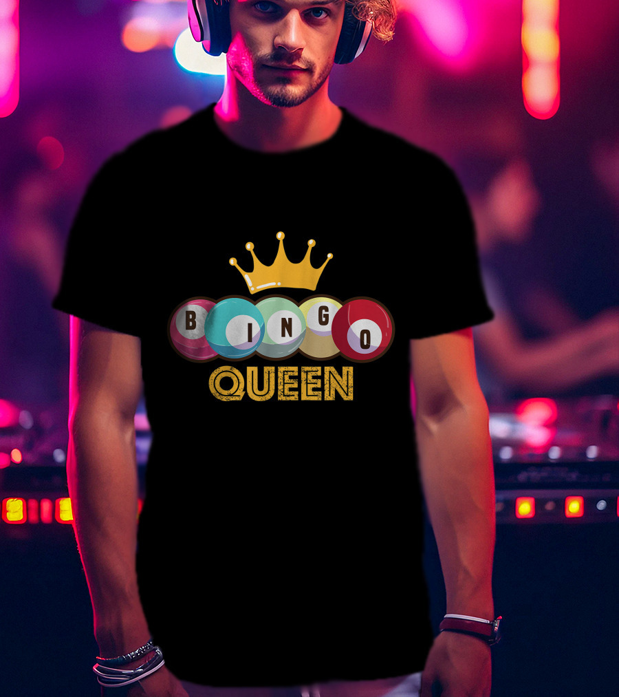 Bingo Queen Crown With Colorful Balls And Text T-Shirt