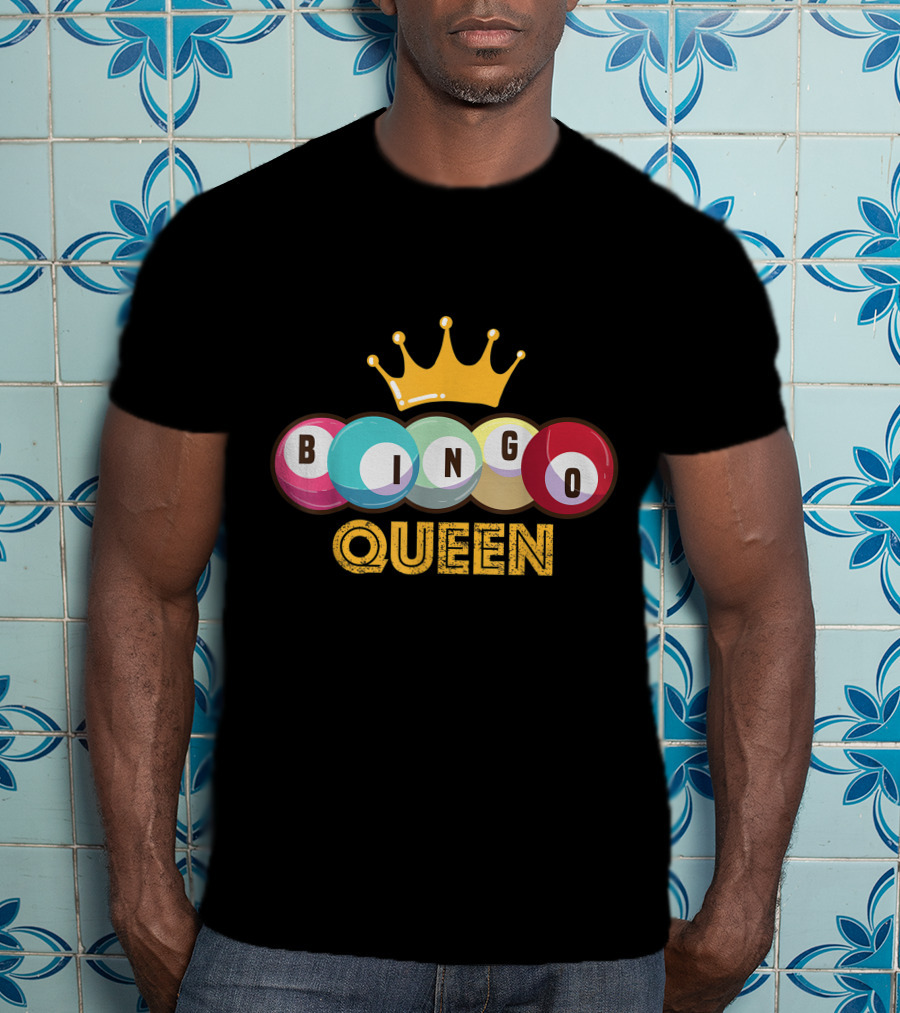 Bingo Queen Crown With Colorful Balls And Text T-Shirt