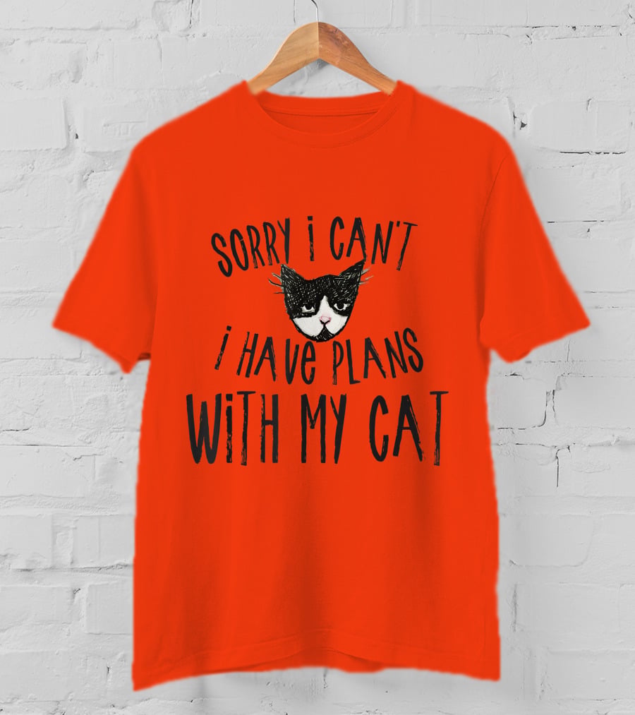 Sorry I Can't I Have Plans With My Cat Retro Colored T-Shirt