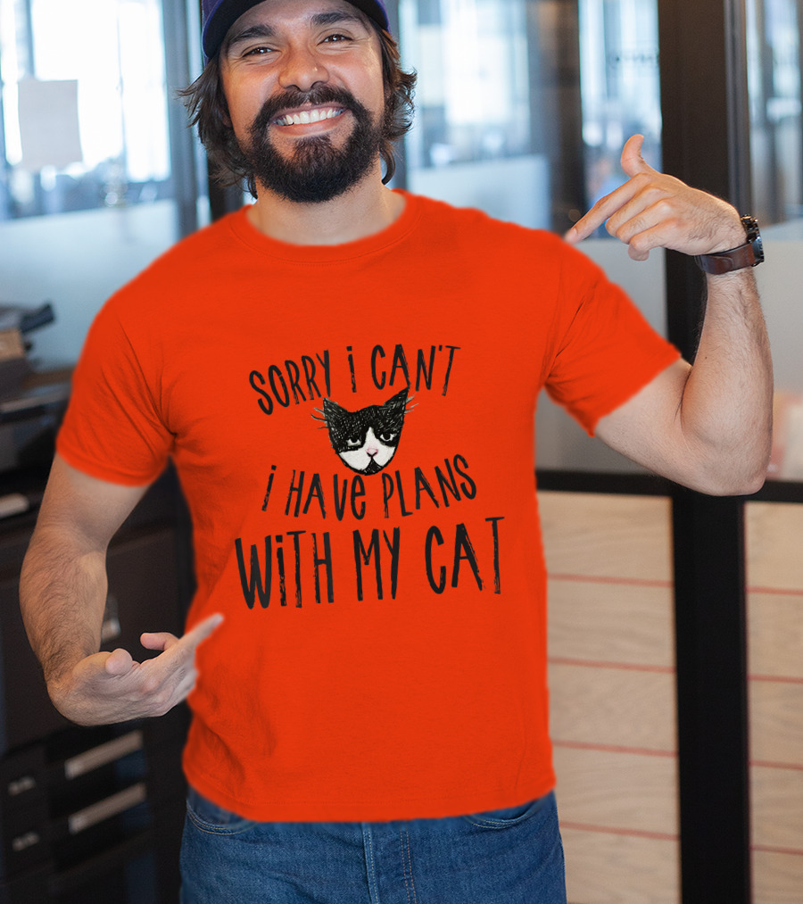 Sorry I Can't I Have Plans With My Cat Retro Colored T-Shirt