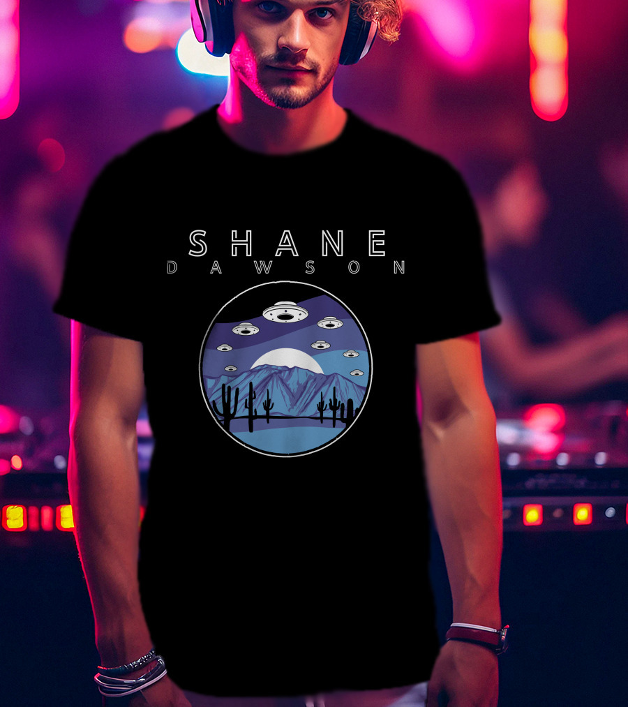 Shane Dawson UFO Saucers Over Desert Night Sky T-Shirt