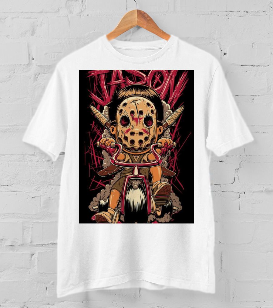 Jason Masked Tricycle Rider With Knives T-Shirt