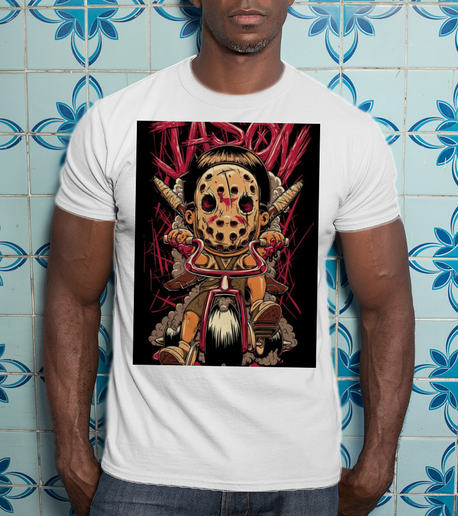 Jason Masked Tricycle Rider With Knives T-Shirt