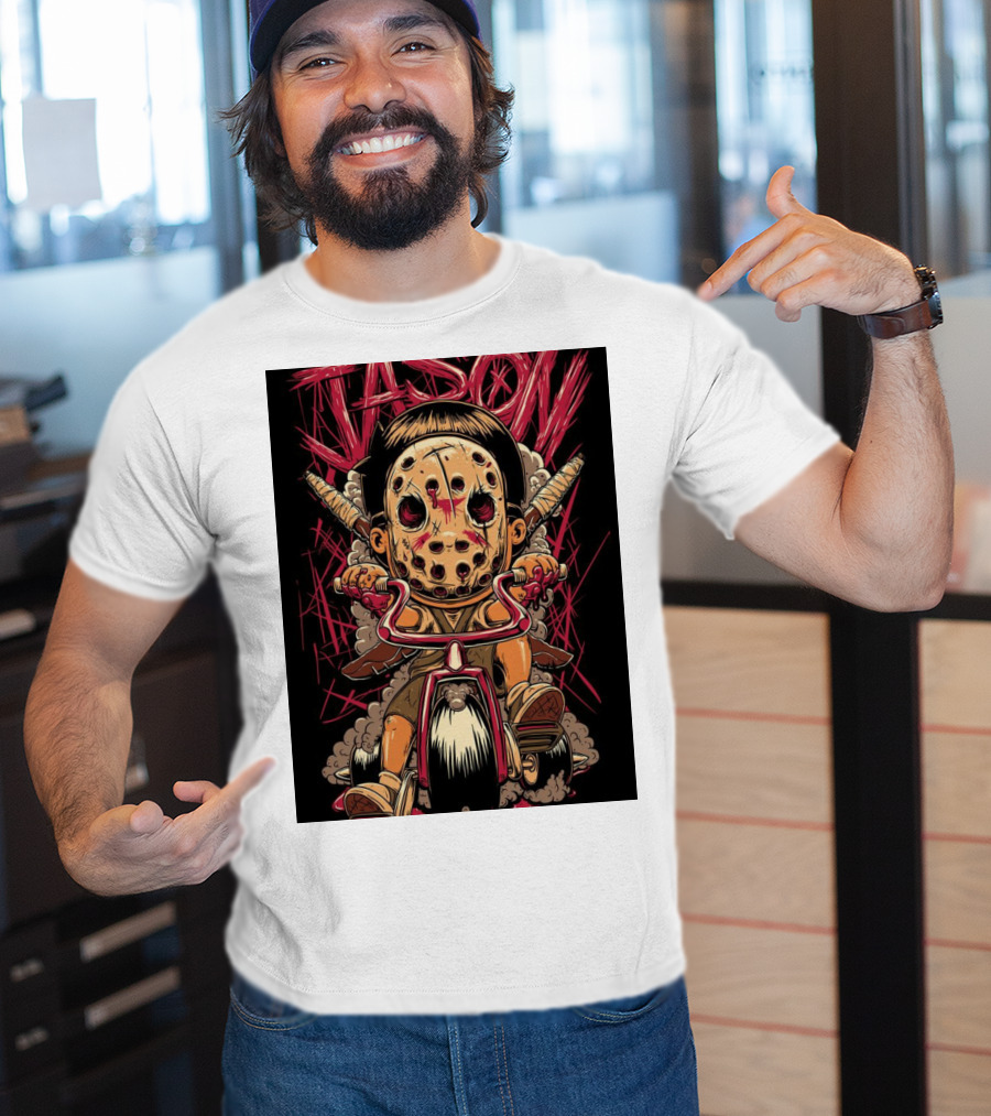 Jason Masked Tricycle Rider With Knives T-Shirt