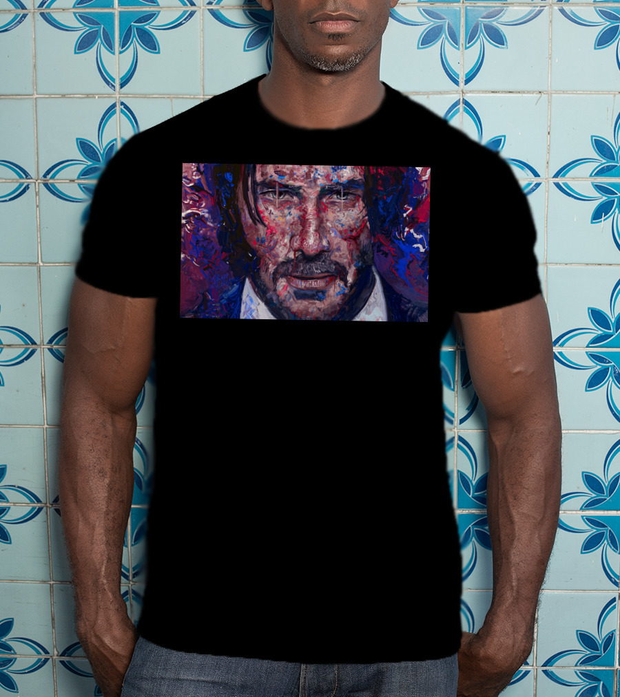 John Wick Keanu Reeves Colorful Paint Abstract T-Shirt