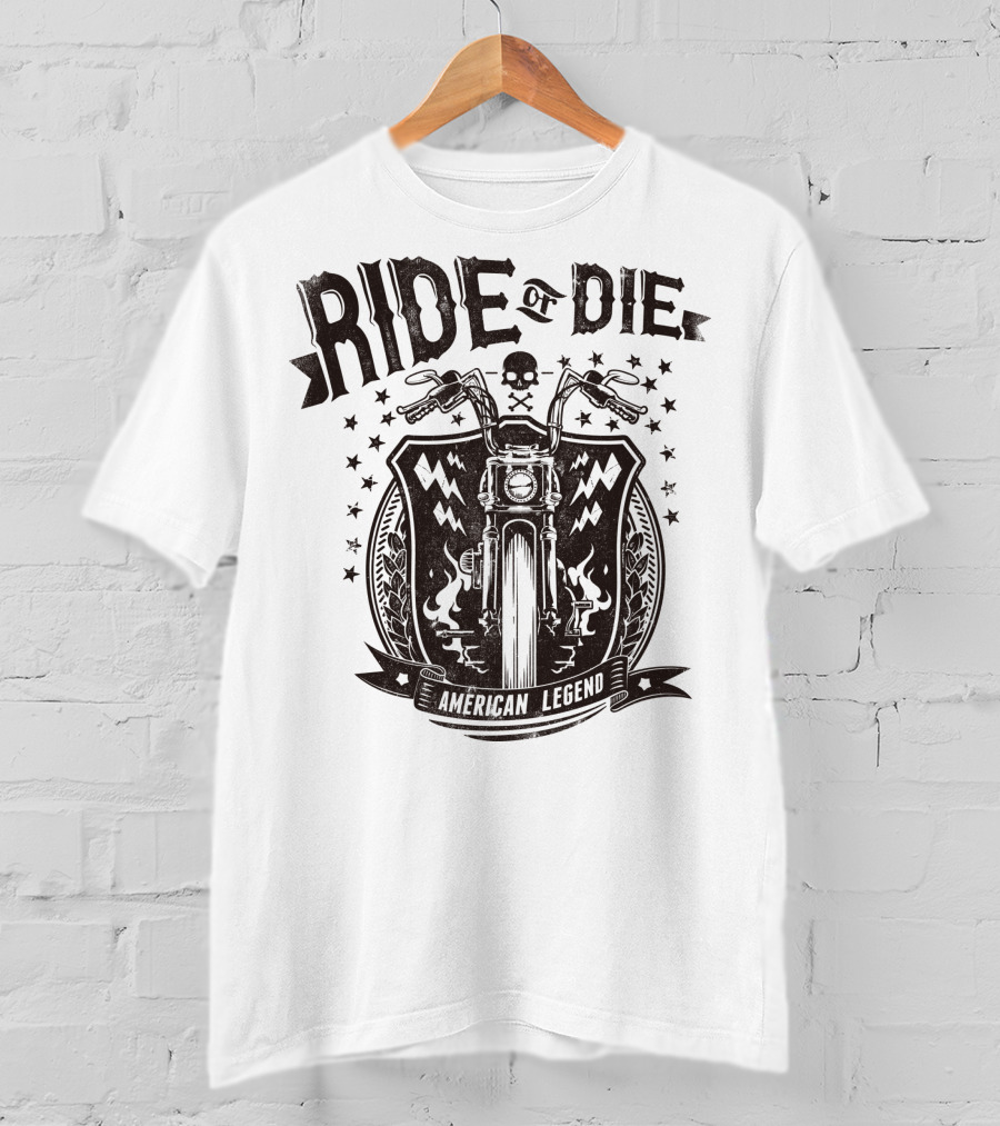 Ride Or Die American Legend Motorcycle Printing Label Fashion T-Shirt