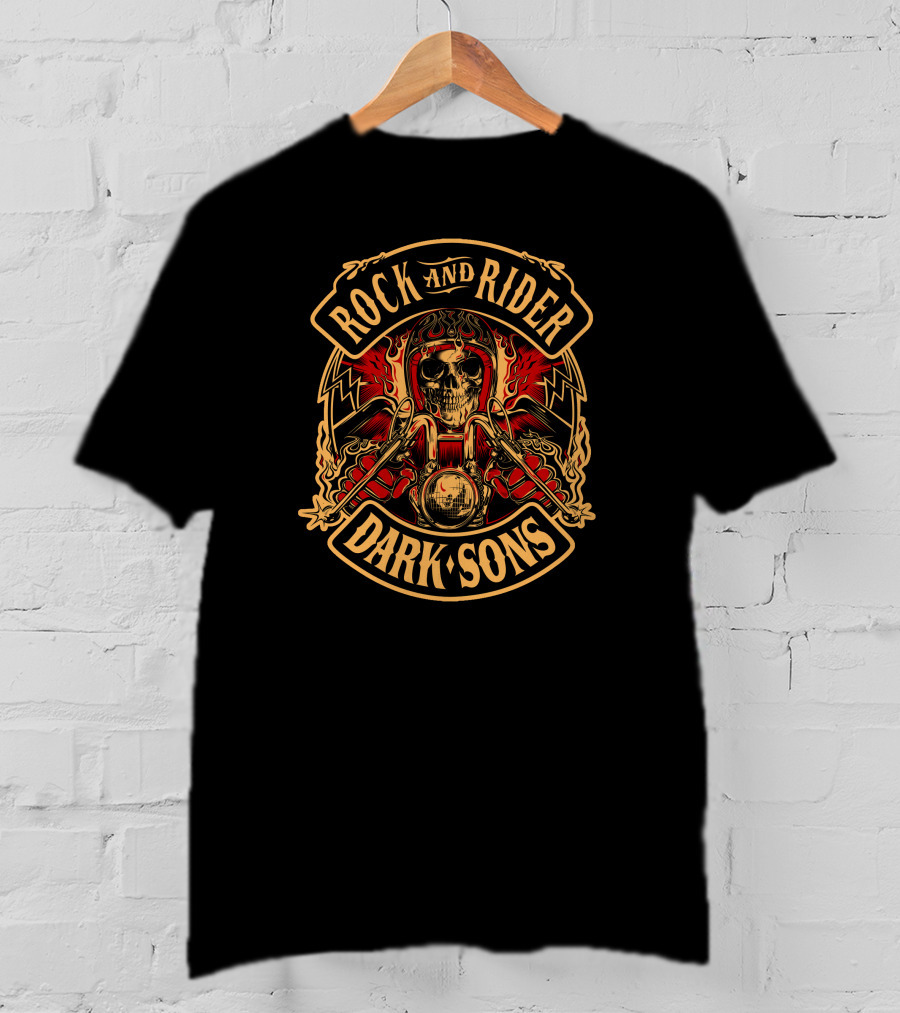 Rock And Rider Dark Sons Skull And Flames T-Shirt