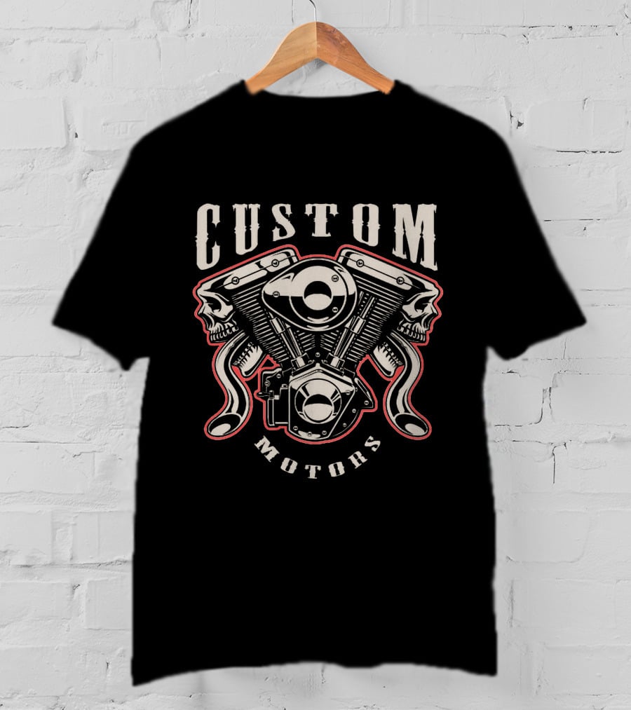 Custom Motors Skull Engine T-Shirt