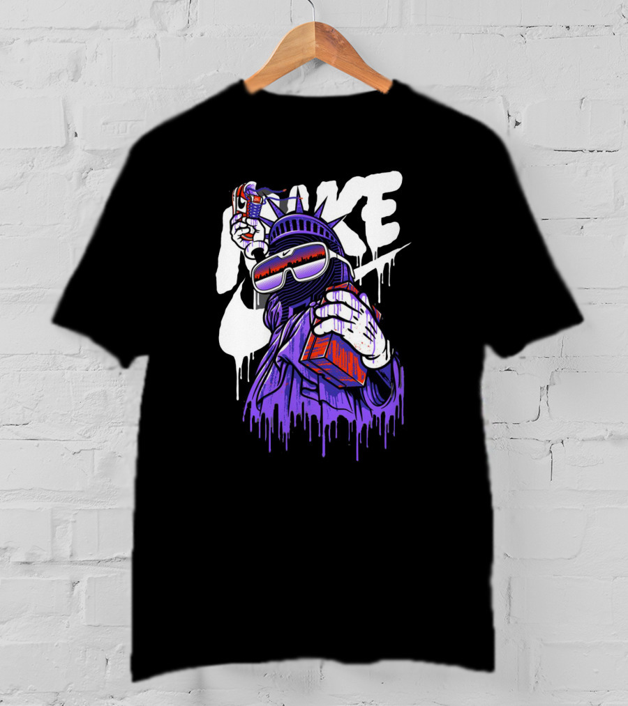 Hype Liberty Statue Remix With Retro Shades And Boom Box T-Shirt
