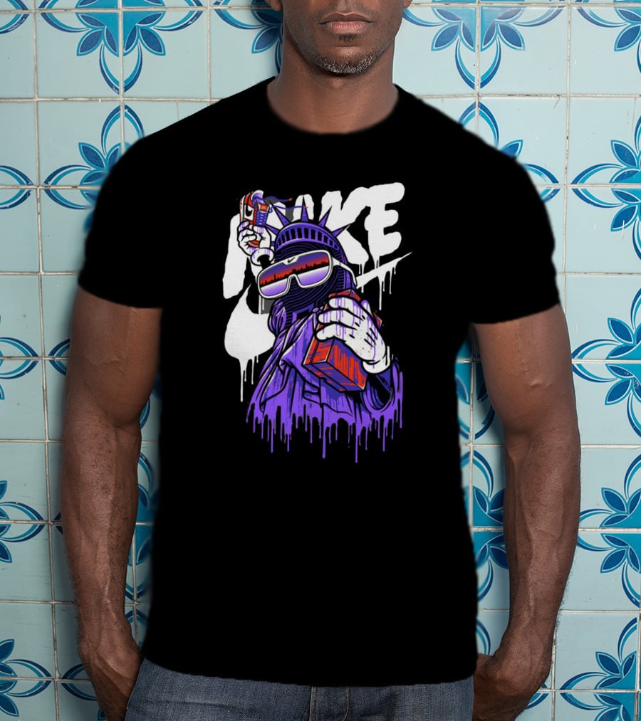 Hype Liberty Statue Remix With Retro Shades And Boom Box T-Shirt