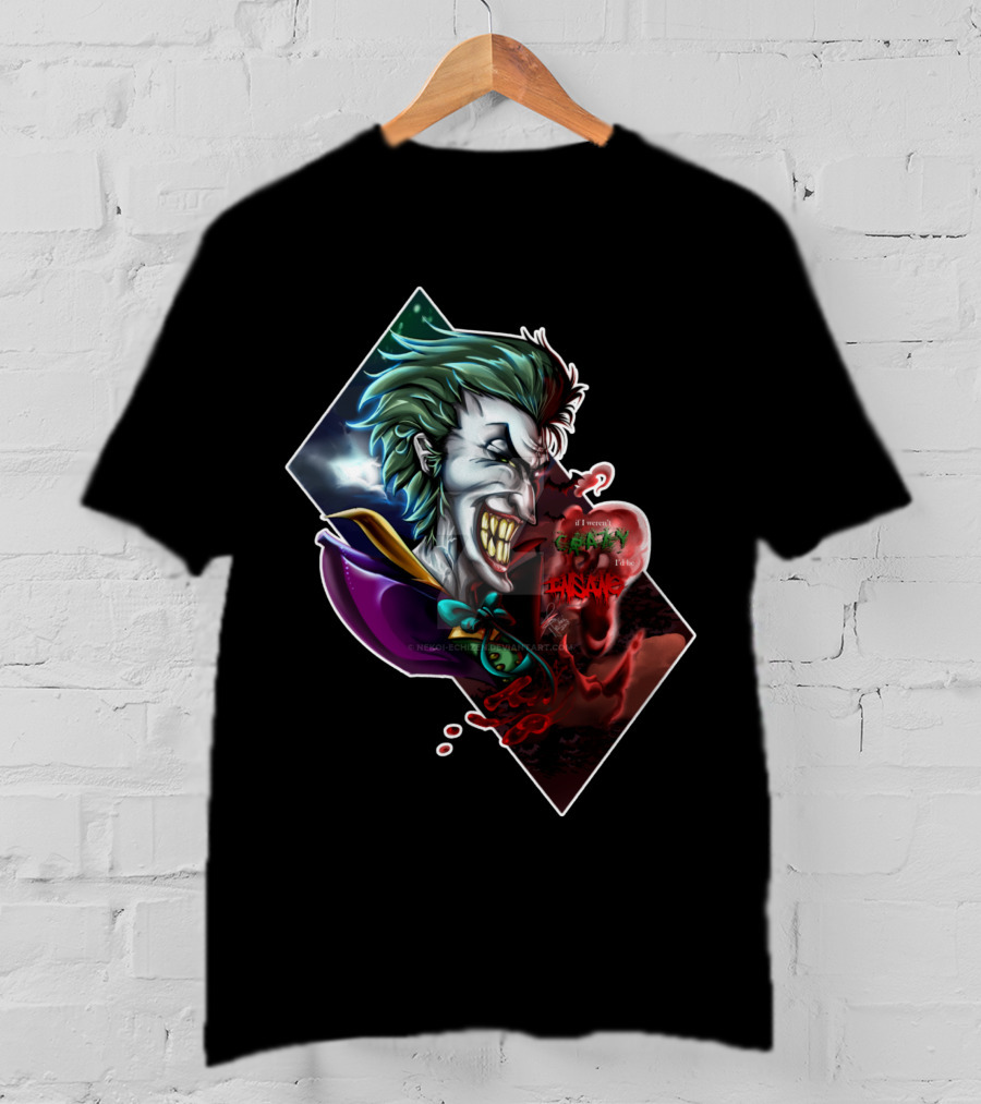 Joker Smile Green Hair Insane Laughter Grinning Villain Iconic Evil Persona T-Shirt