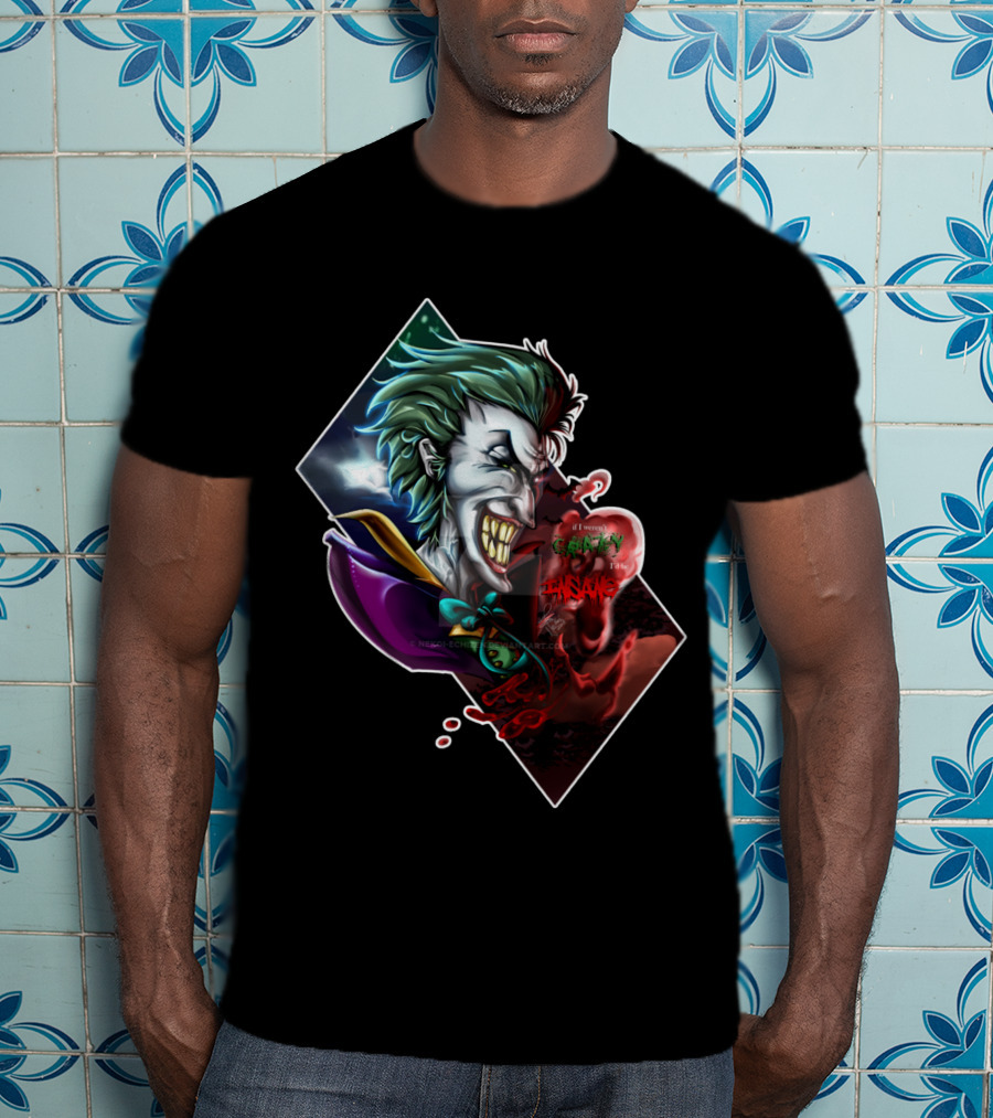 Joker Smile Green Hair Insane Laughter Grinning Villain Iconic Evil Persona T-Shirt