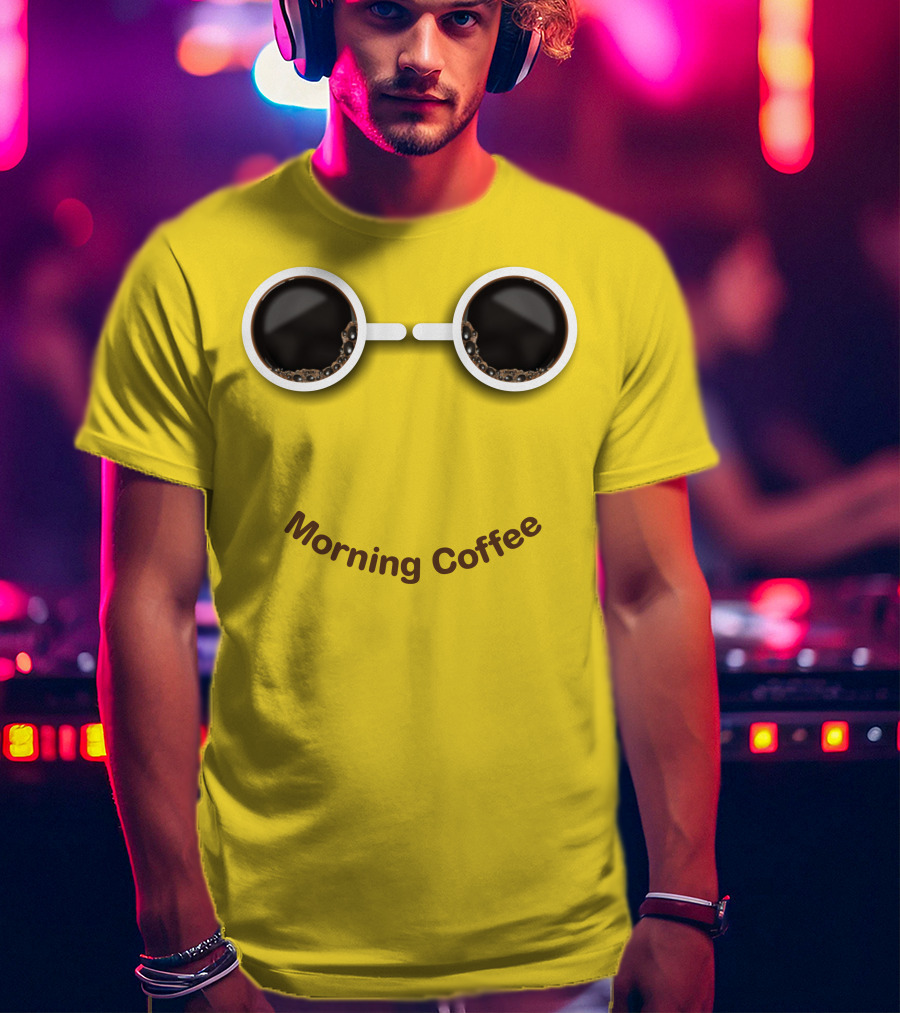 Morning Coffee Smile With Cup Glasses T-Shirt