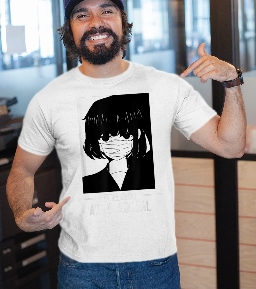 Anime Anti Social Japanese Text Vaporwave Aesthetic T-Shirt