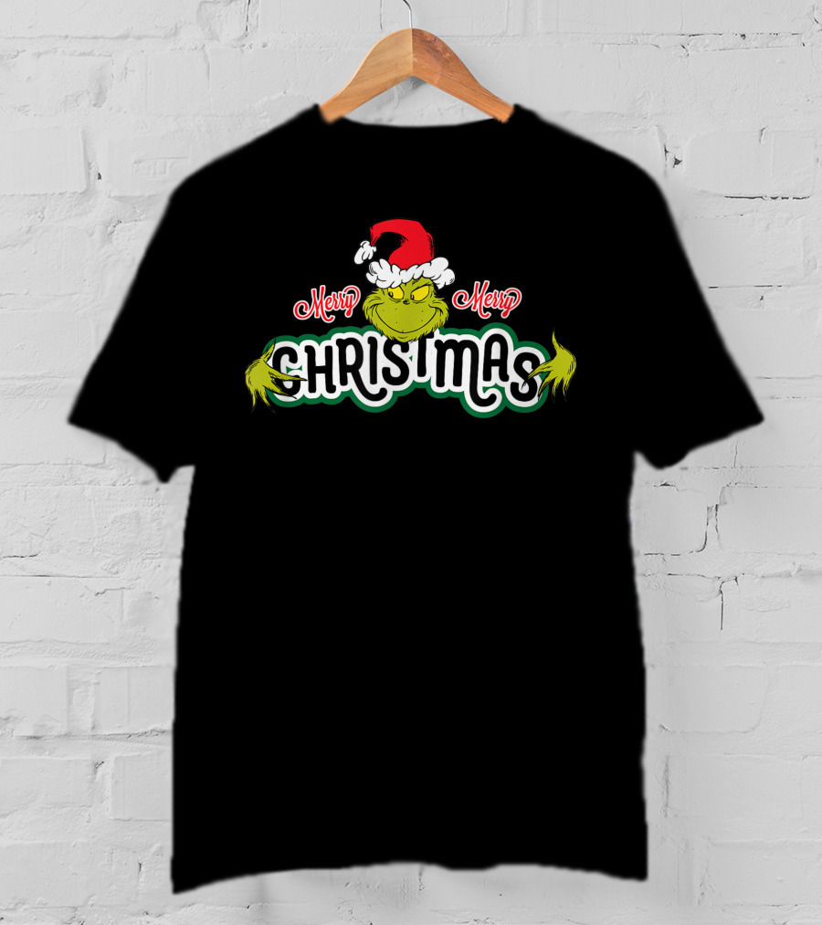 Merry Grinch Christmas Santa Hat T-Shirt