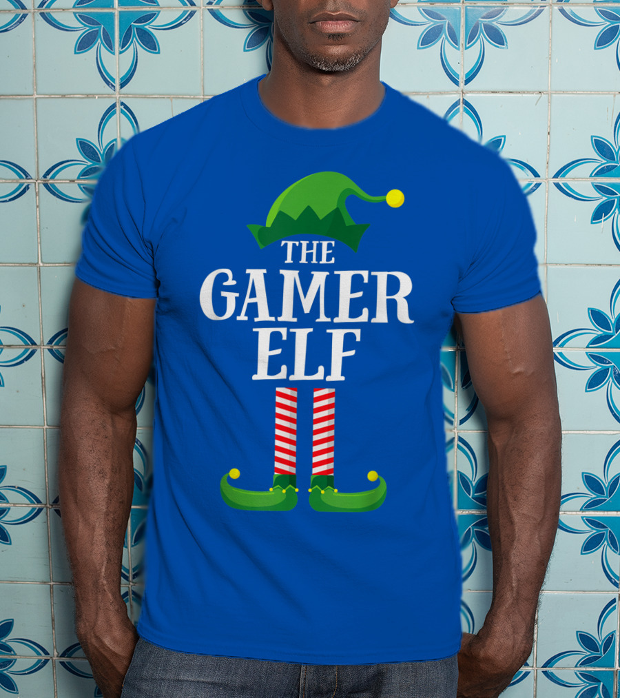 The Gamer Elf Matching Family Group Christmas Party Holiday T-Shirt