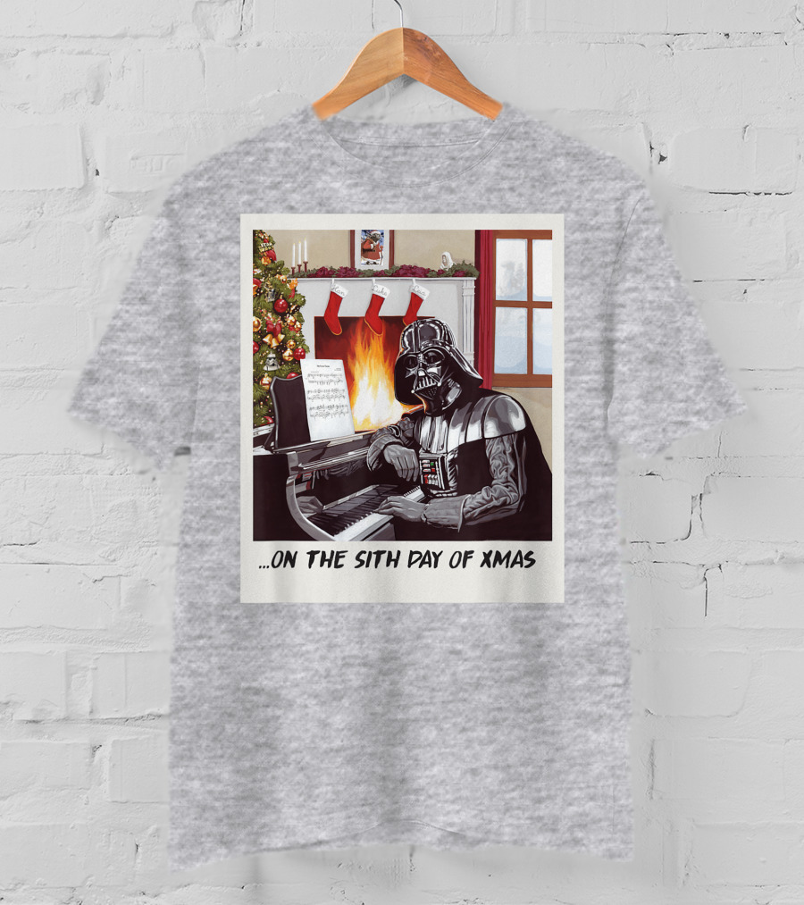 Darth Vader On The Sith Day Of Xmas By Fireplace T-Shirt