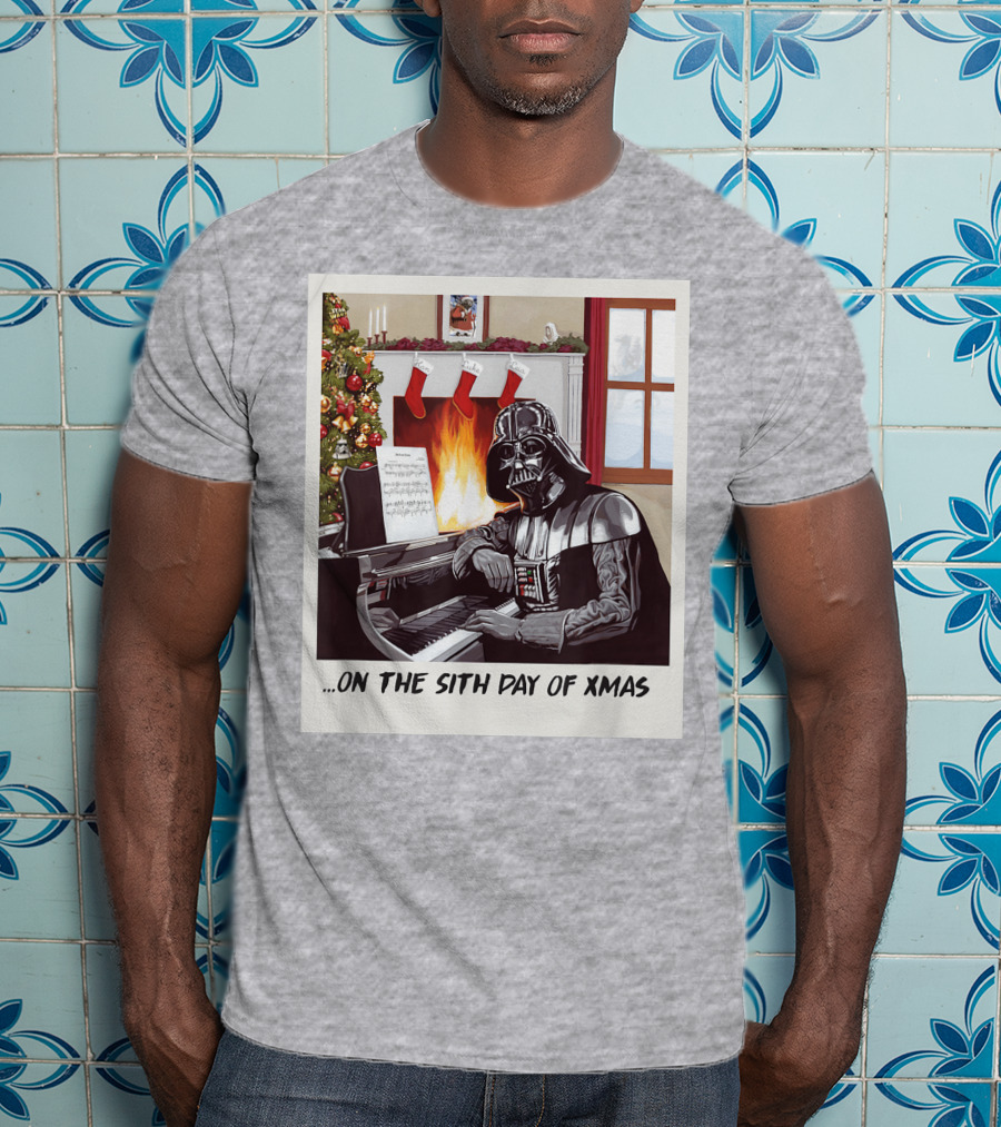 Darth Vader On The Sith Day Of Xmas By Fireplace T-Shirt