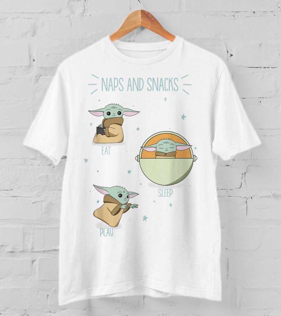 The Mandalorian The Child Eat Sleep Play Naps And Snacks Doodles T-Shirt