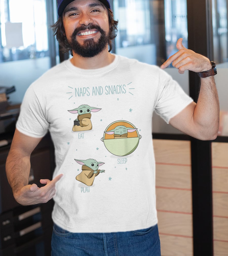 The Mandalorian The Child Eat Sleep Play Naps And Snacks Doodles T-Shirt