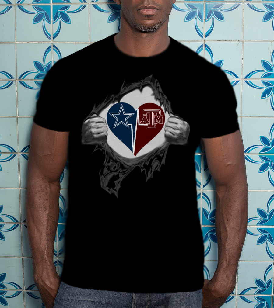 Dallas Cowboys Heart Texas A&M Aggies Fan Loyalty Passion T-Shirt