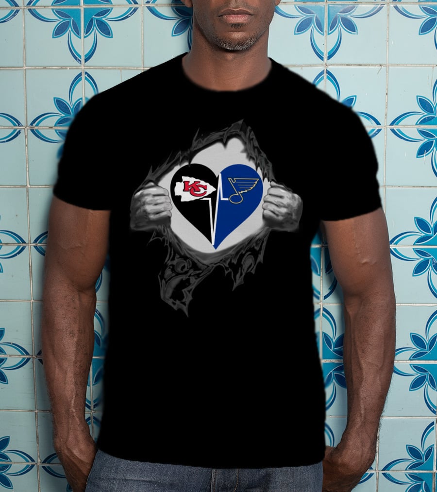 Kansas City Chiefs And St. Louis Blues Heart T-Shirt
