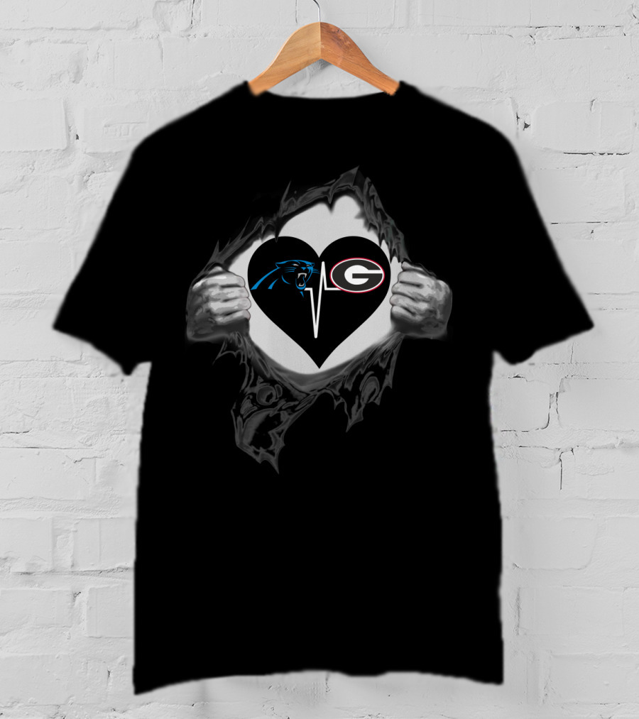 Carolina Panthers Georgia Bulldogs Heartbeat T-Shirt