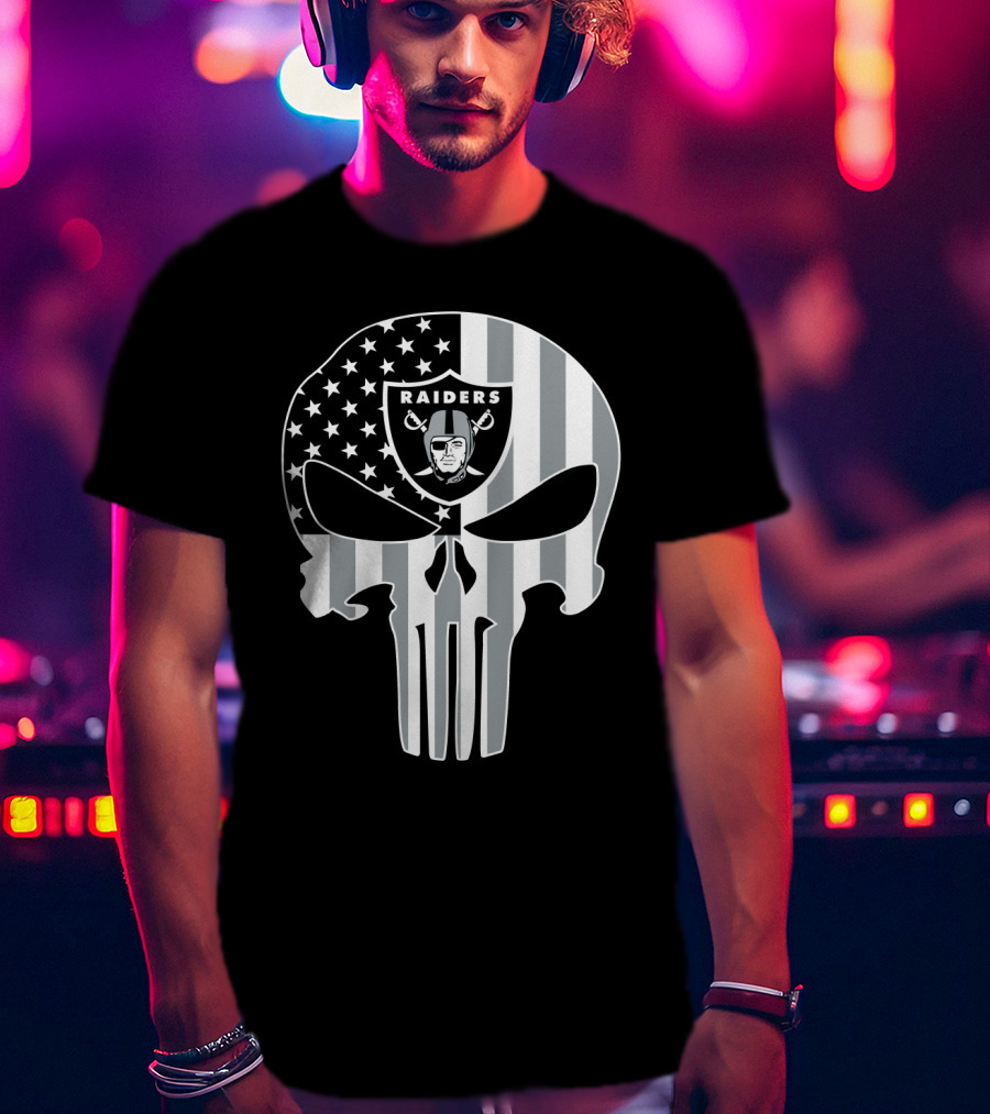 Raiders Skull With Flag T-Shirt