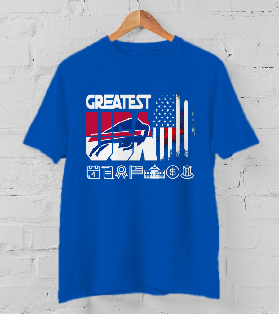 Greatest Usa Bills American Flag Football Icons T-Shirt