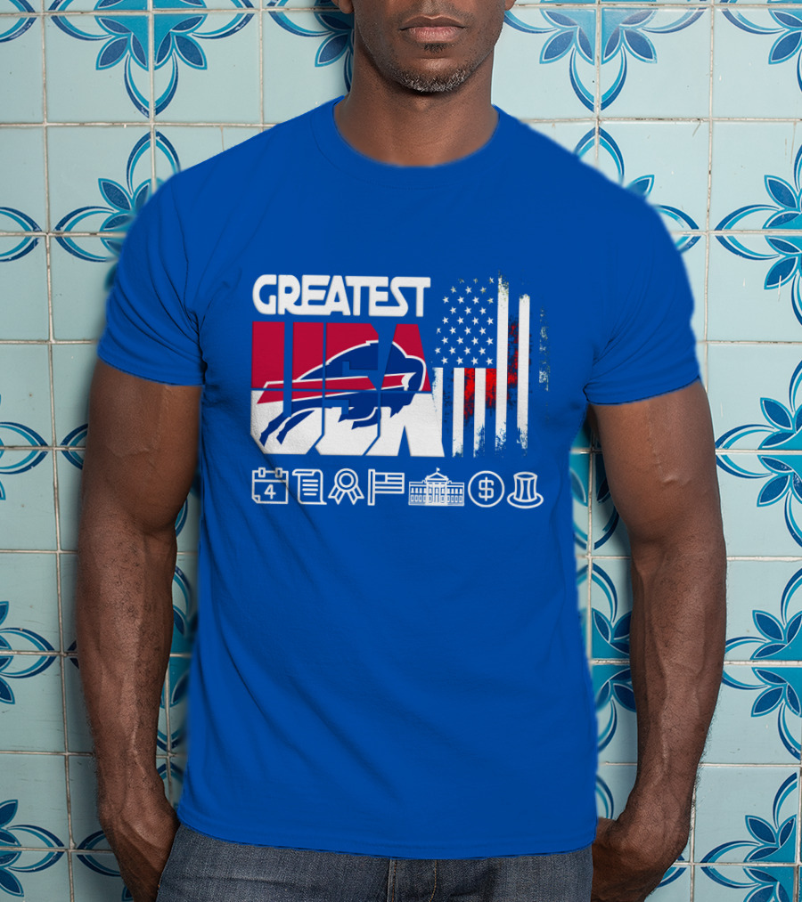 Greatest Usa Bills American Flag Football Icons T-Shirt